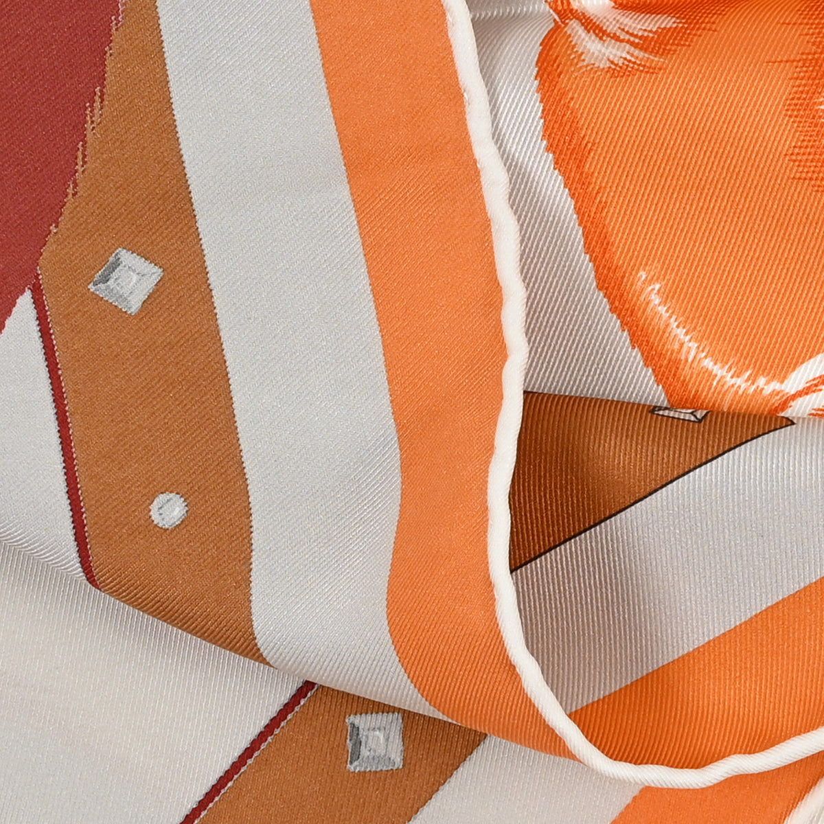 Hermes Silk Chat Chat Chat Scarf 70 Gris Perle Orange Camel 3 of 4