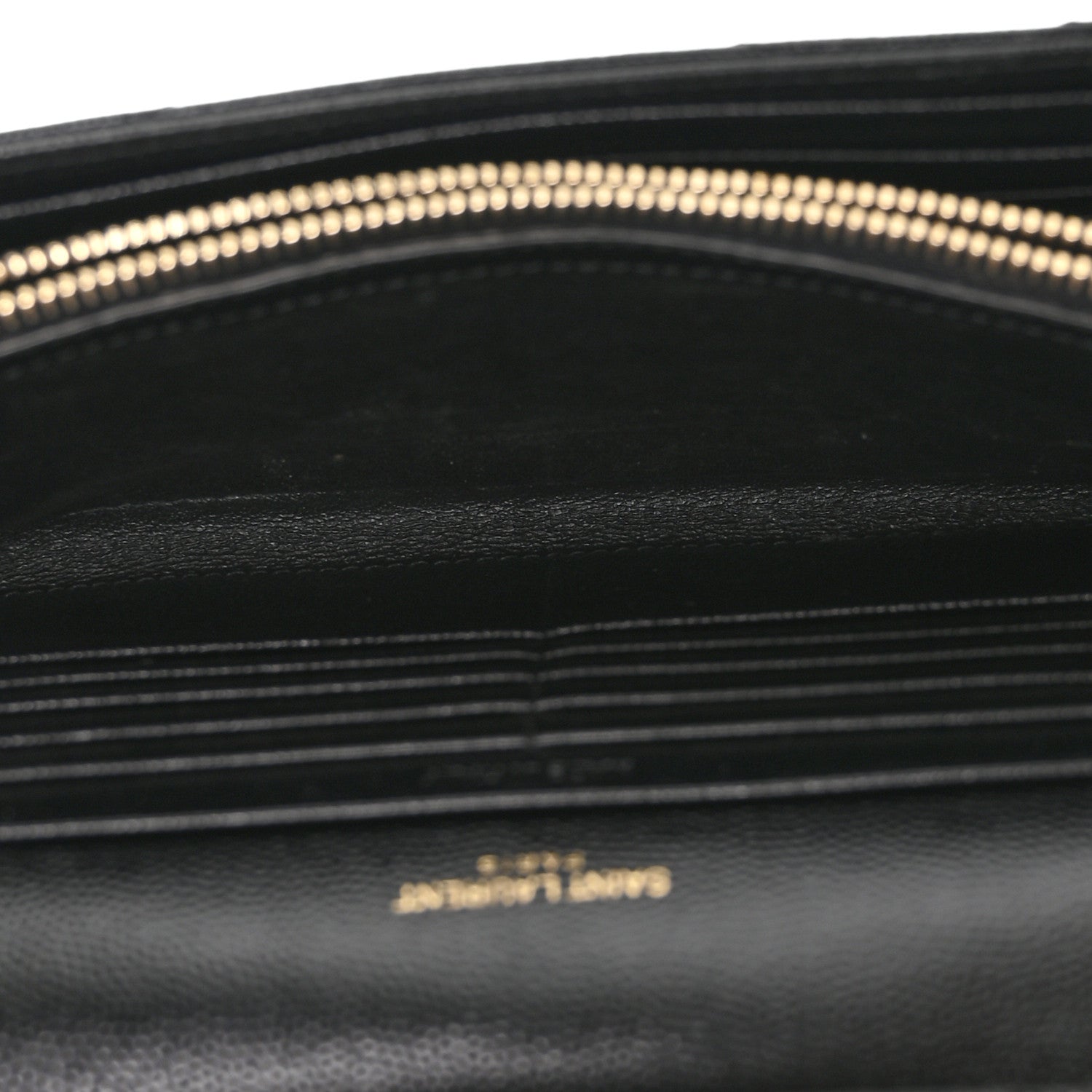 Saint Laurent Grain De Poudre Matelasse Chevron Monogram Chain Wallet Black 6 of 10