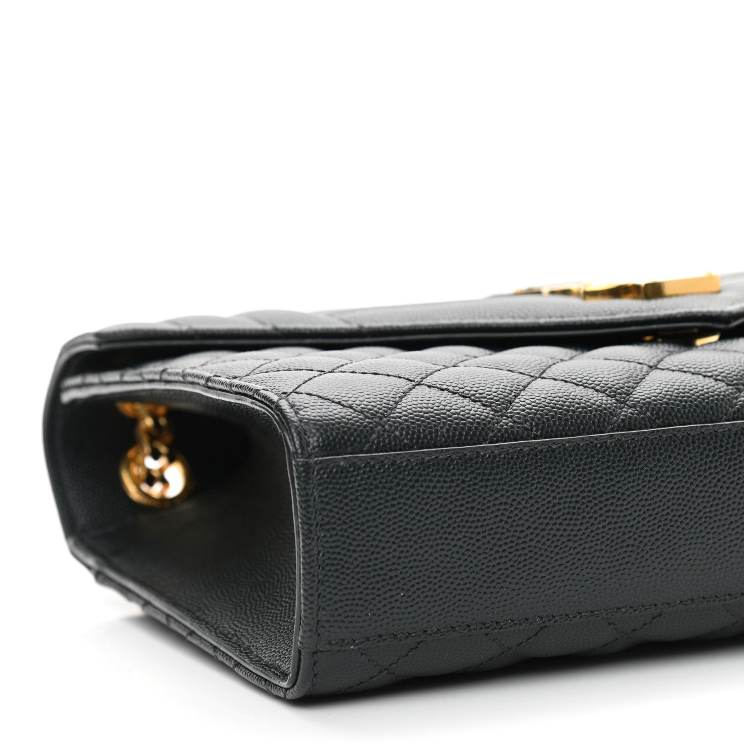 Saint Laurent Grain De Poudre Textured Mixed Matelasse Triquilt Medium Monogram Satchel Dark Tea 9 of 10