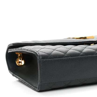 Saint Laurent Grain De Poudre Textured Mixed Matelasse Triquilt Medium Monogram Satchel Dark Tea 9 of 10