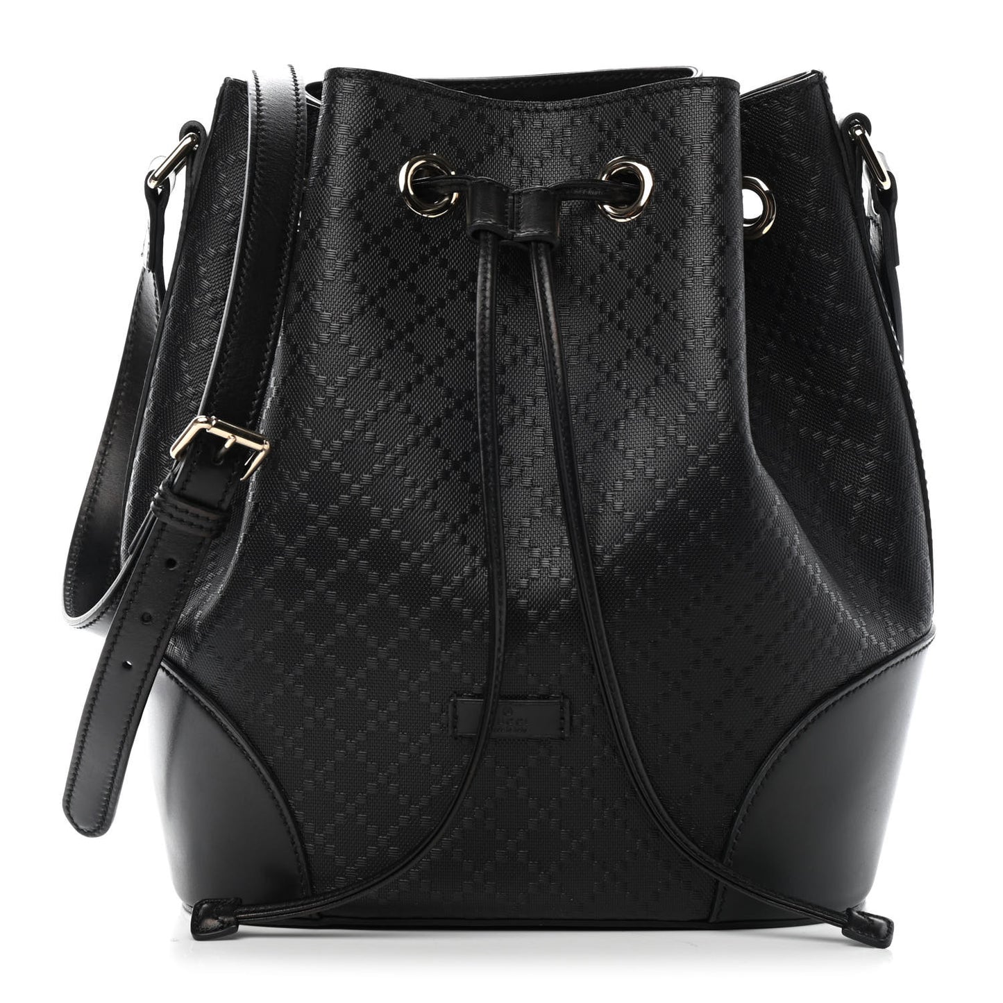 Bright Diamante Medium Bucket Bag Black