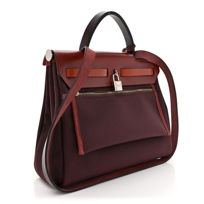 Hermes Military Toile Vache Hunter Herbag Zip 31 PM Chocolate Rouge H Cuivre 4 of 12