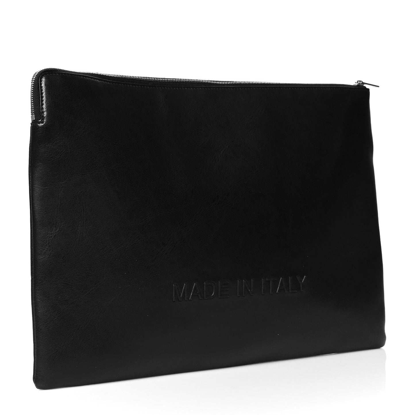Calfskin Large Made In Clutch Pouch Black