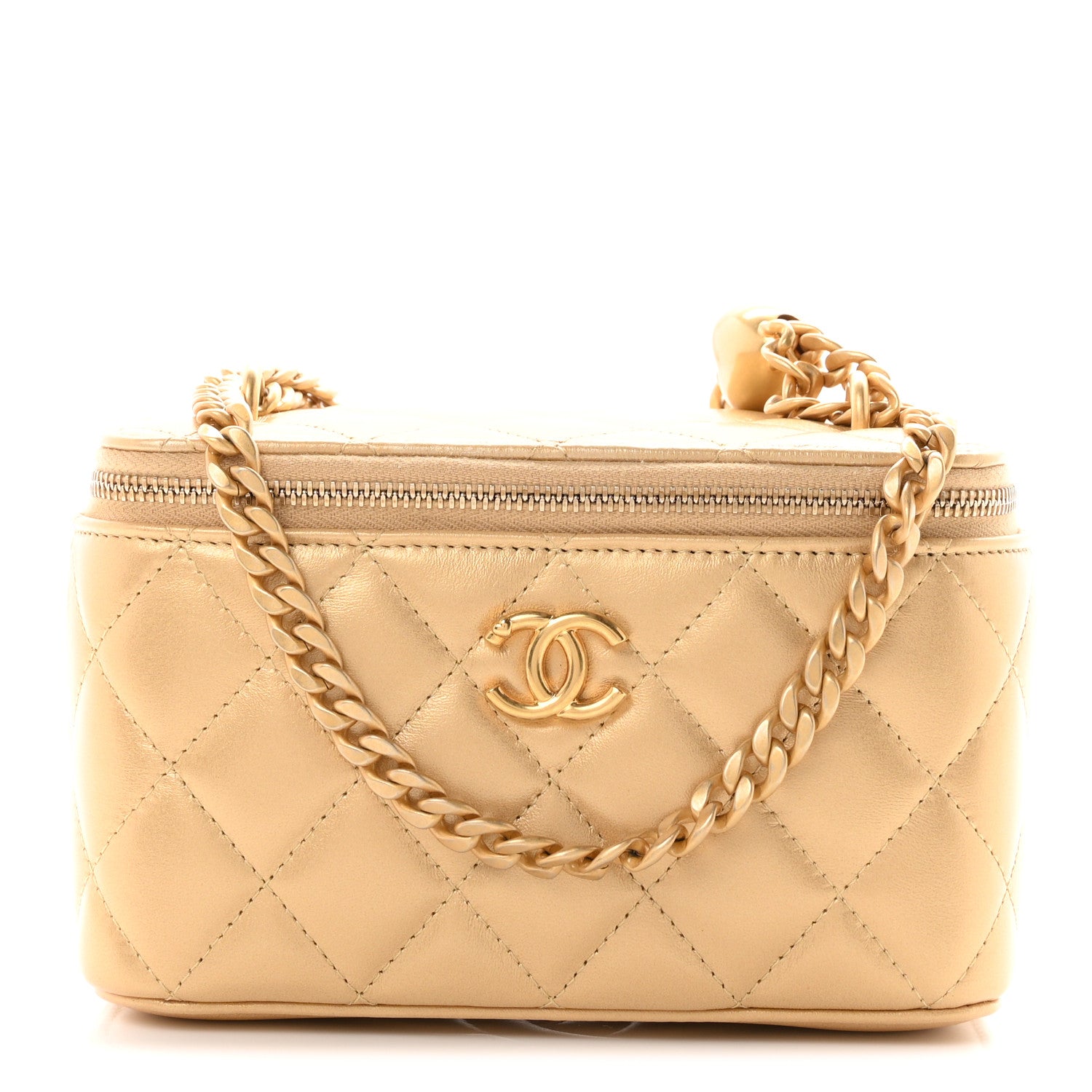 Chanel Metallic Lambskin Quilted Sweetheart Vanity Case Gold 1 of 10
