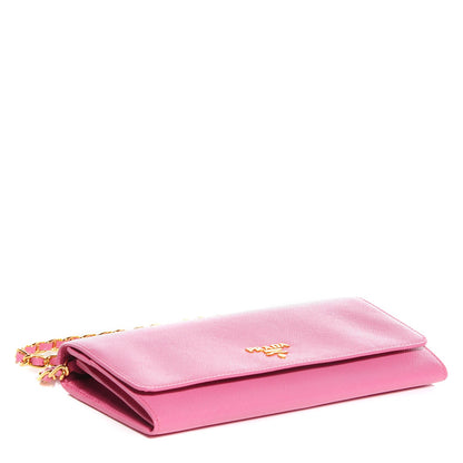 Prada Saffiano Metal Oro Chain Wallet Begonia 4 of 9
