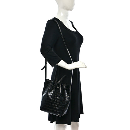Mansur Gavriel Crocodile Embossed Bucket Bag Black 2 of 12