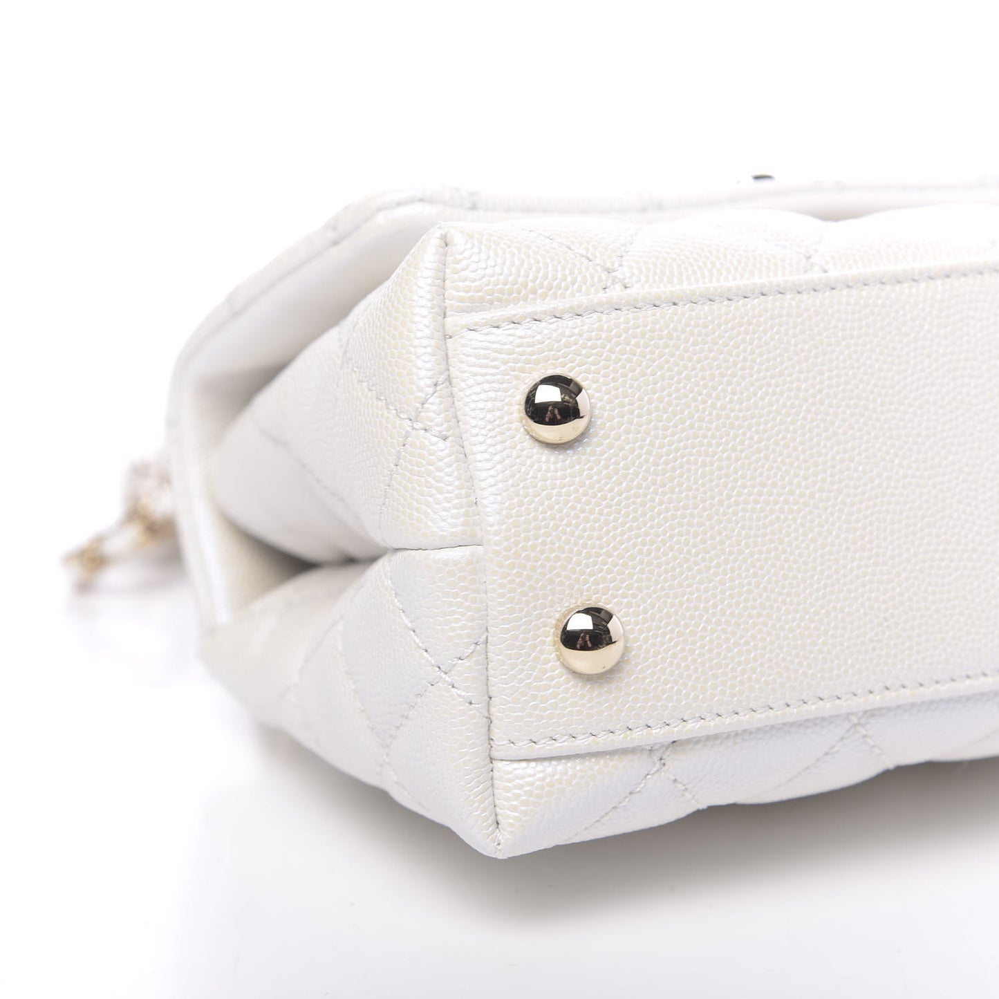 Iridescent Caviar Quilted Extra Mini Coco Handle Flap Ivory