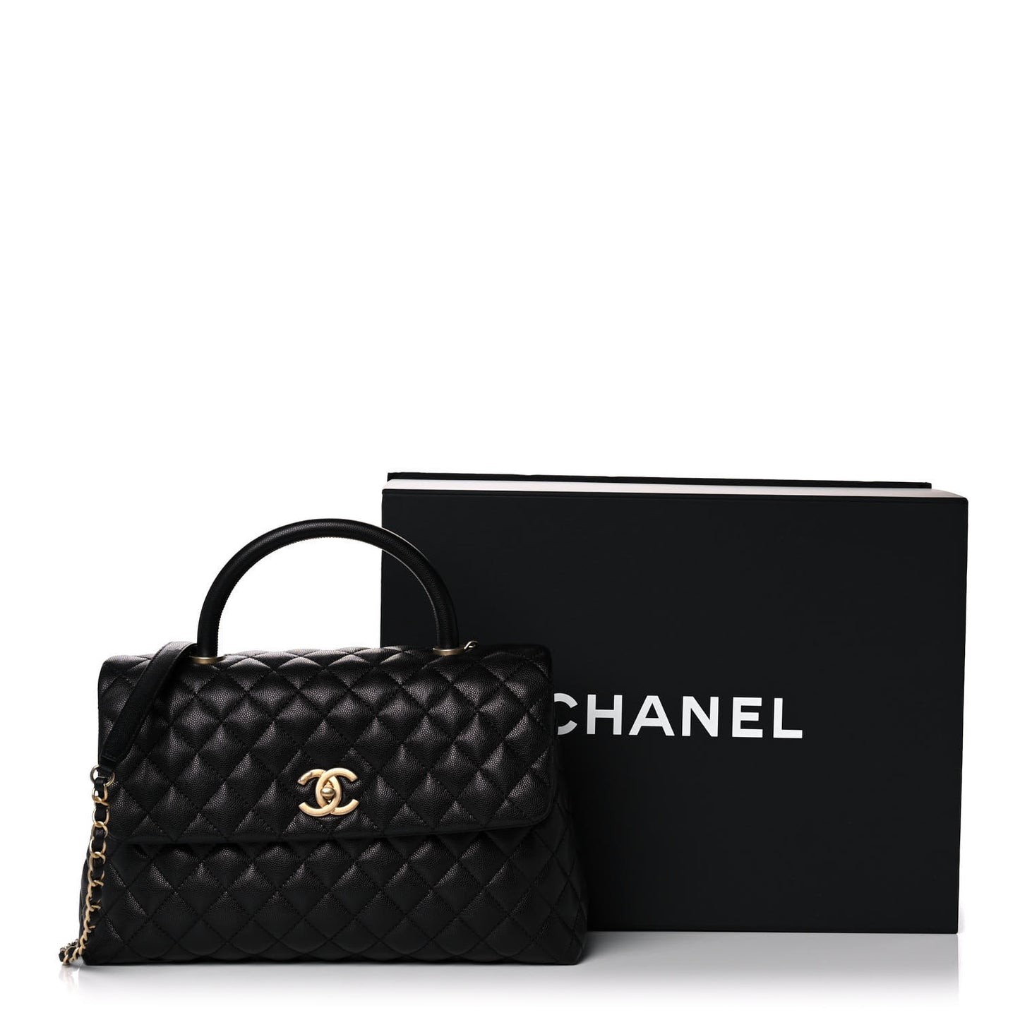Caviar Quilted Medium Coco Handle Flap Black