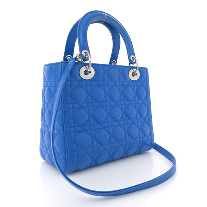 Christian Dior Lambskin Cannage Medium Lady Dior Blue Persan 3 of 15