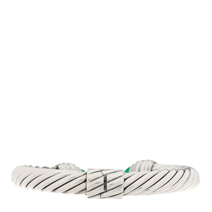 David Yurman Sterling Silver Green Onyx 10mm Cable Classics Hinged Bracelet 2 of 3