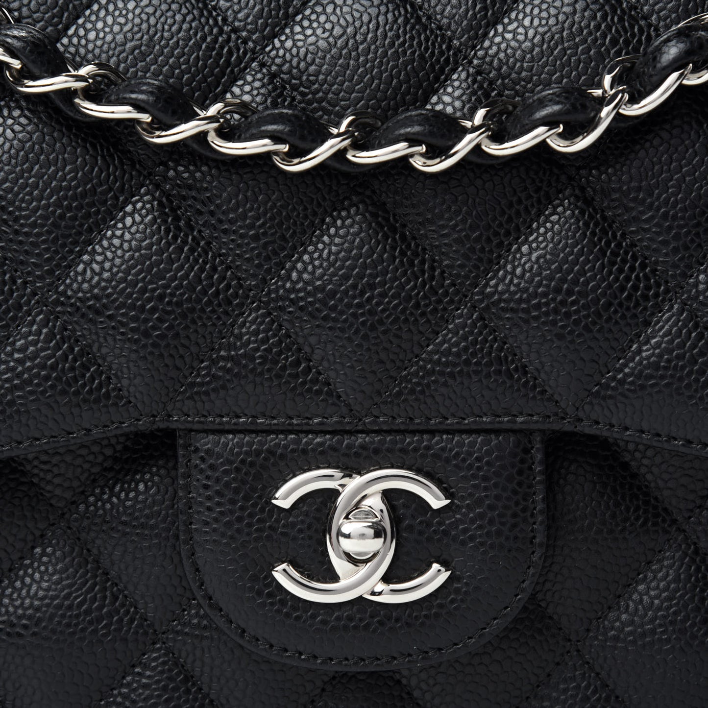 Caviar Quilted Jumbo Double Flap Black