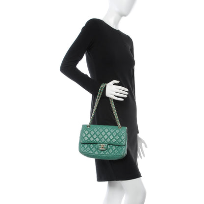 Chanel Lambskin Quilted Medium Double Flap Green 2 of 9