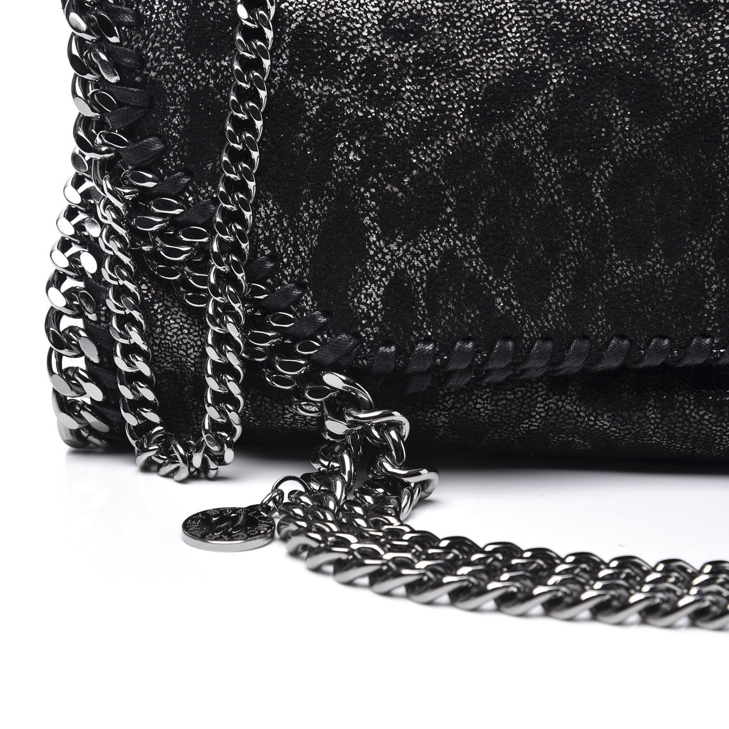 Shaggy Deer Leopard Print Mini Falabella Tote Black