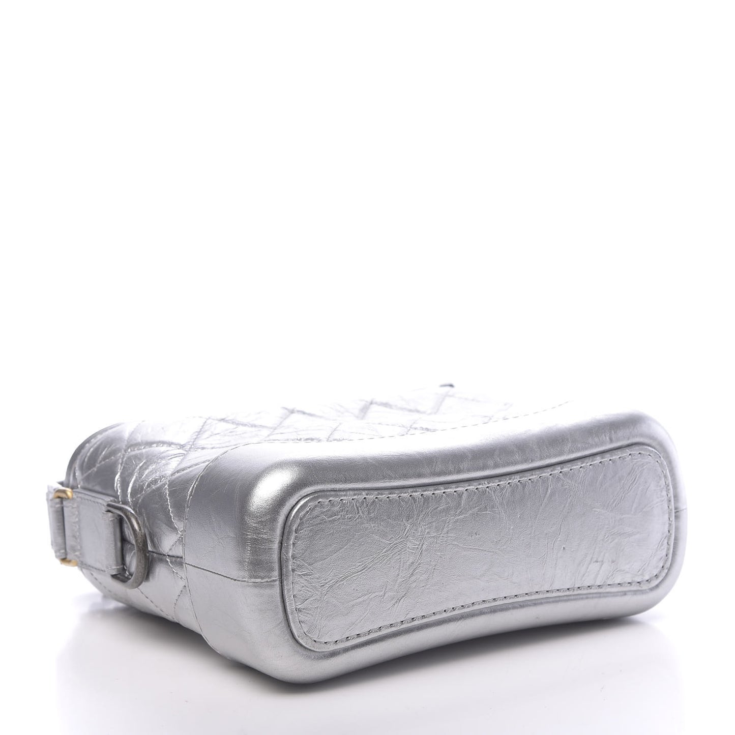 Metallic Aged Calfskin Quilted Small Gabrielle Hobo Silver