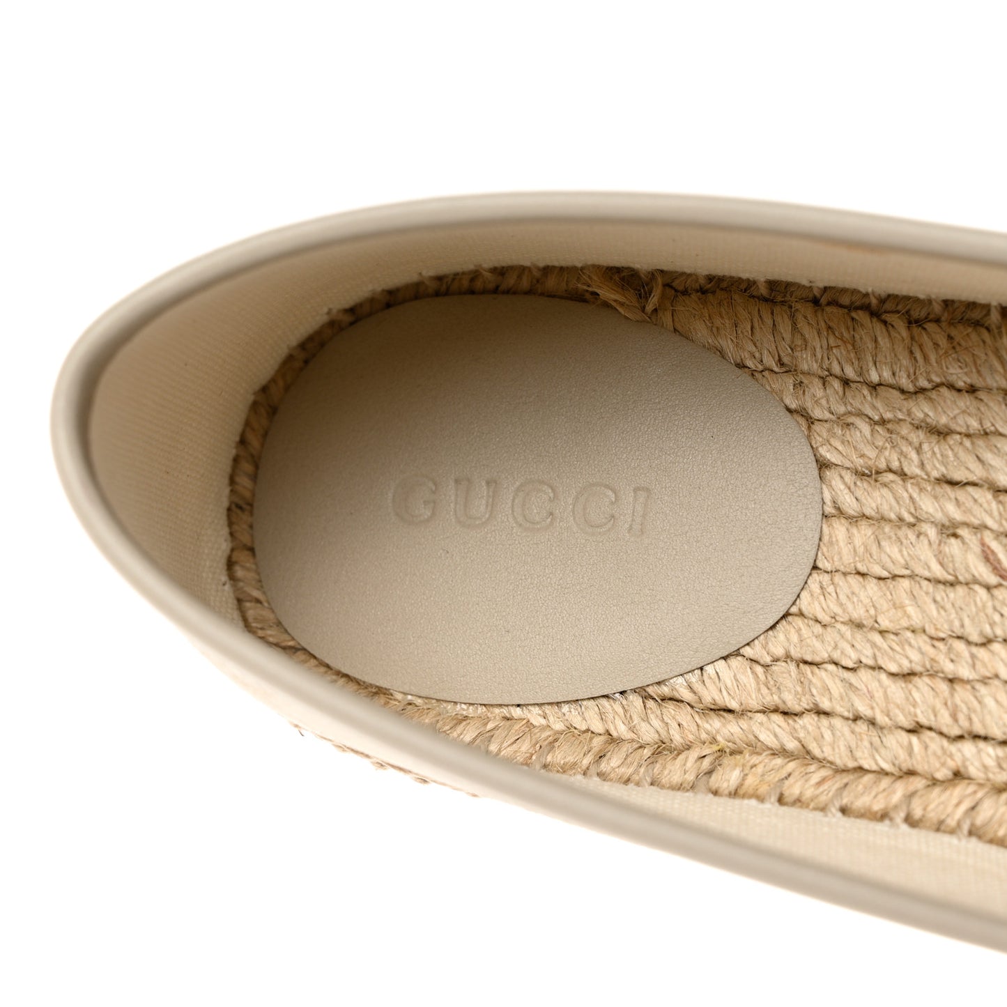 Washed Cotton Miro Soft Calfskin GG Monogram Espadrilles 36 White Mystic White