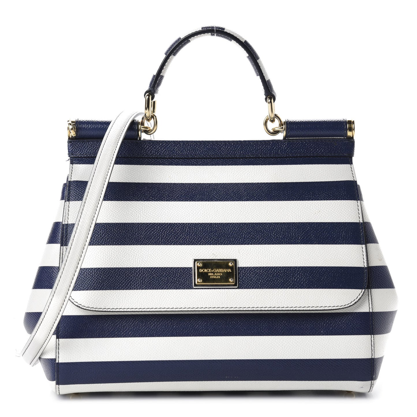 Stripe Dauphine Medium Miss Sicily Satchel Blue White