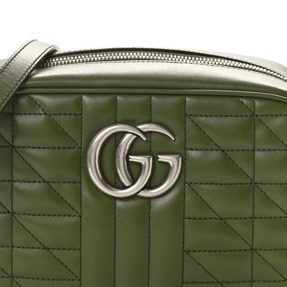 Gucci Calfskin Matelasse Aria Small GG Marmont Chain Shoulder Bag Military Wood 8 of 10