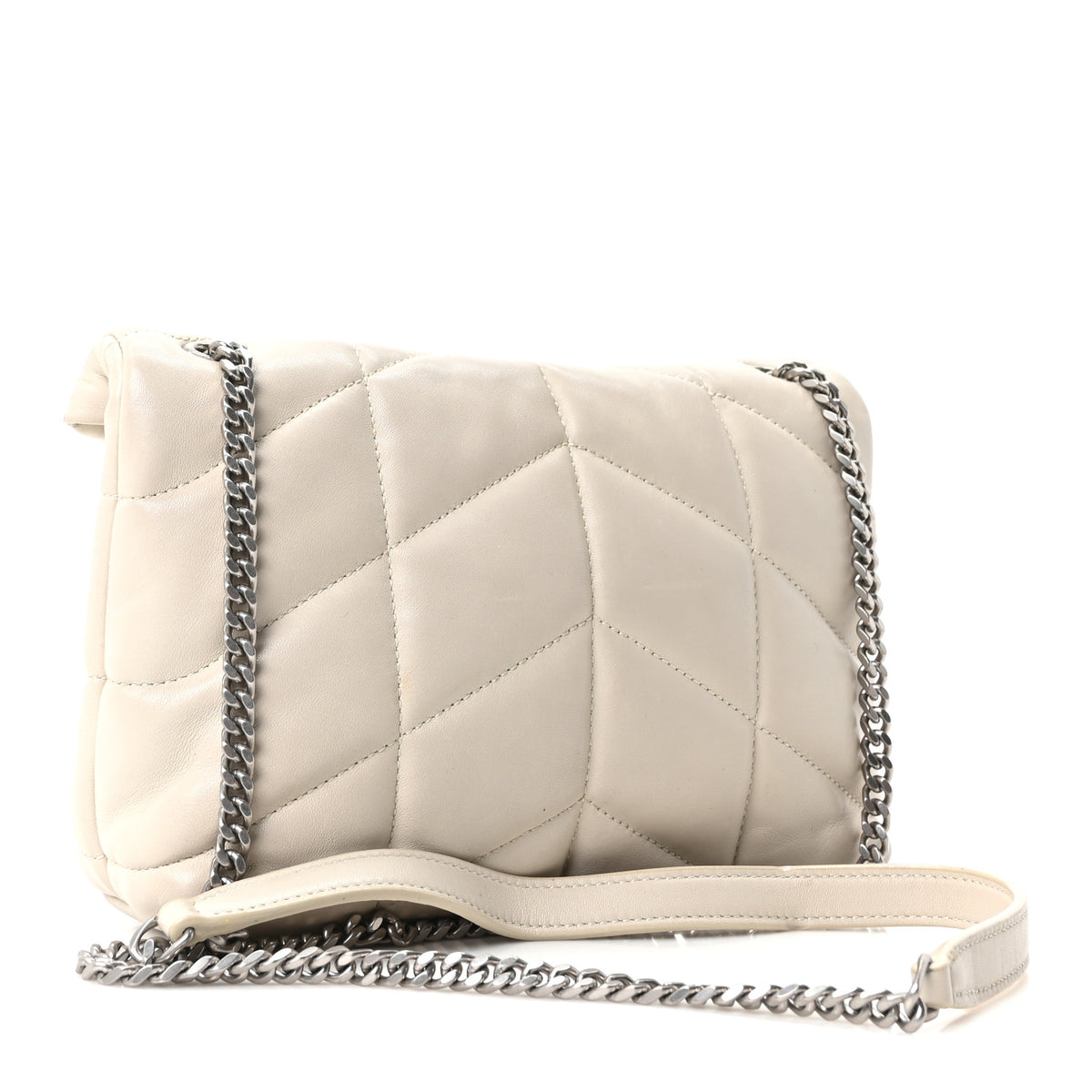 Saint Laurent Lambskin Quilted Toy Loulou Puffer Monogram Chain Satchel Crema Soft 2 of 9