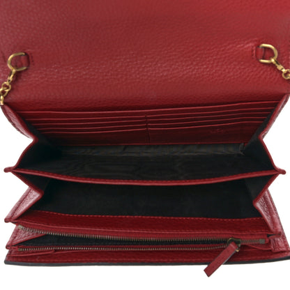 Gucci Calfskin GG Marmont Chain Wallet Vulcanic Red 5 of 8