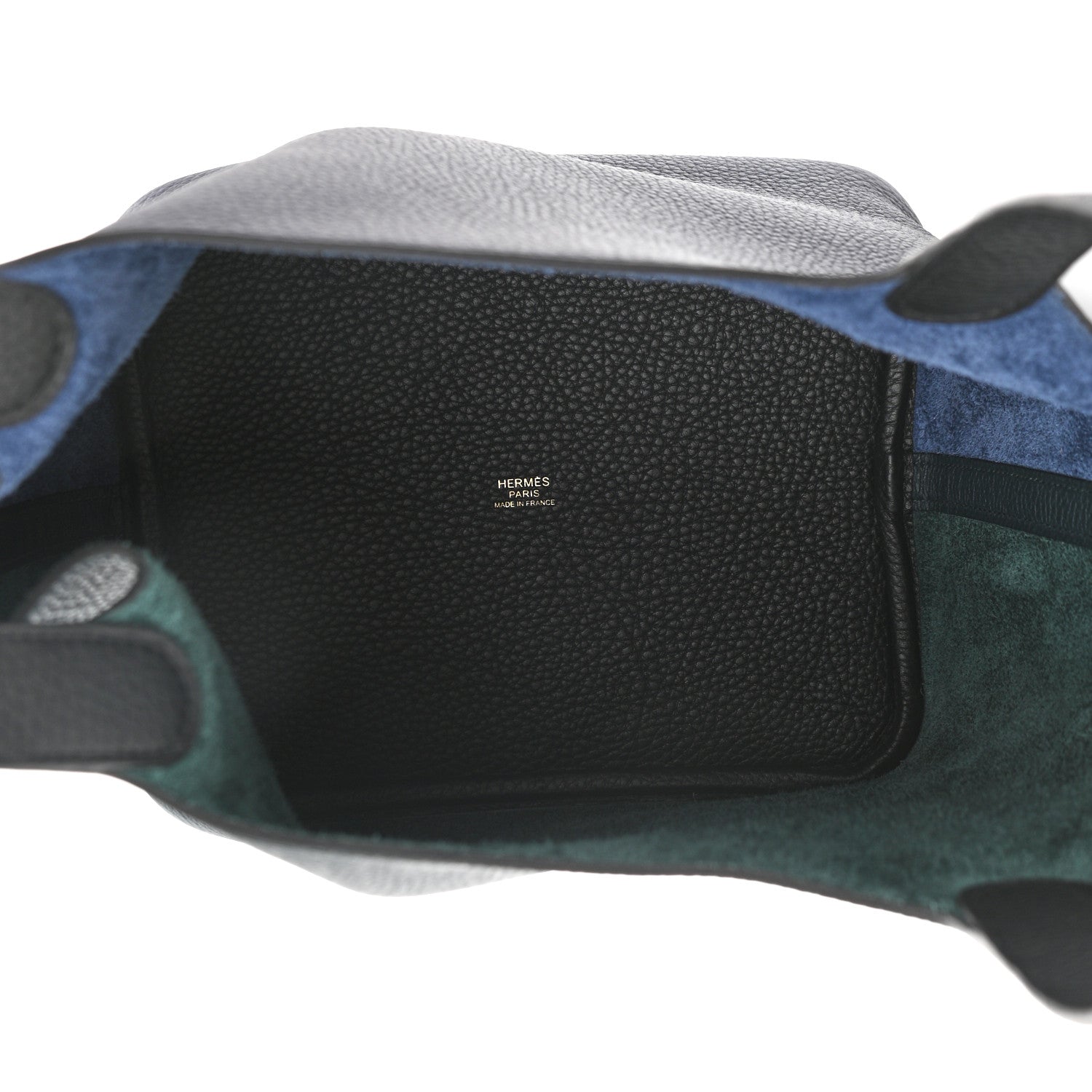 Hermes Taurillon Clemence Casaque Picotin Lock 22 MM Vert Cypres Bleu Nuit Black 5 of 11
