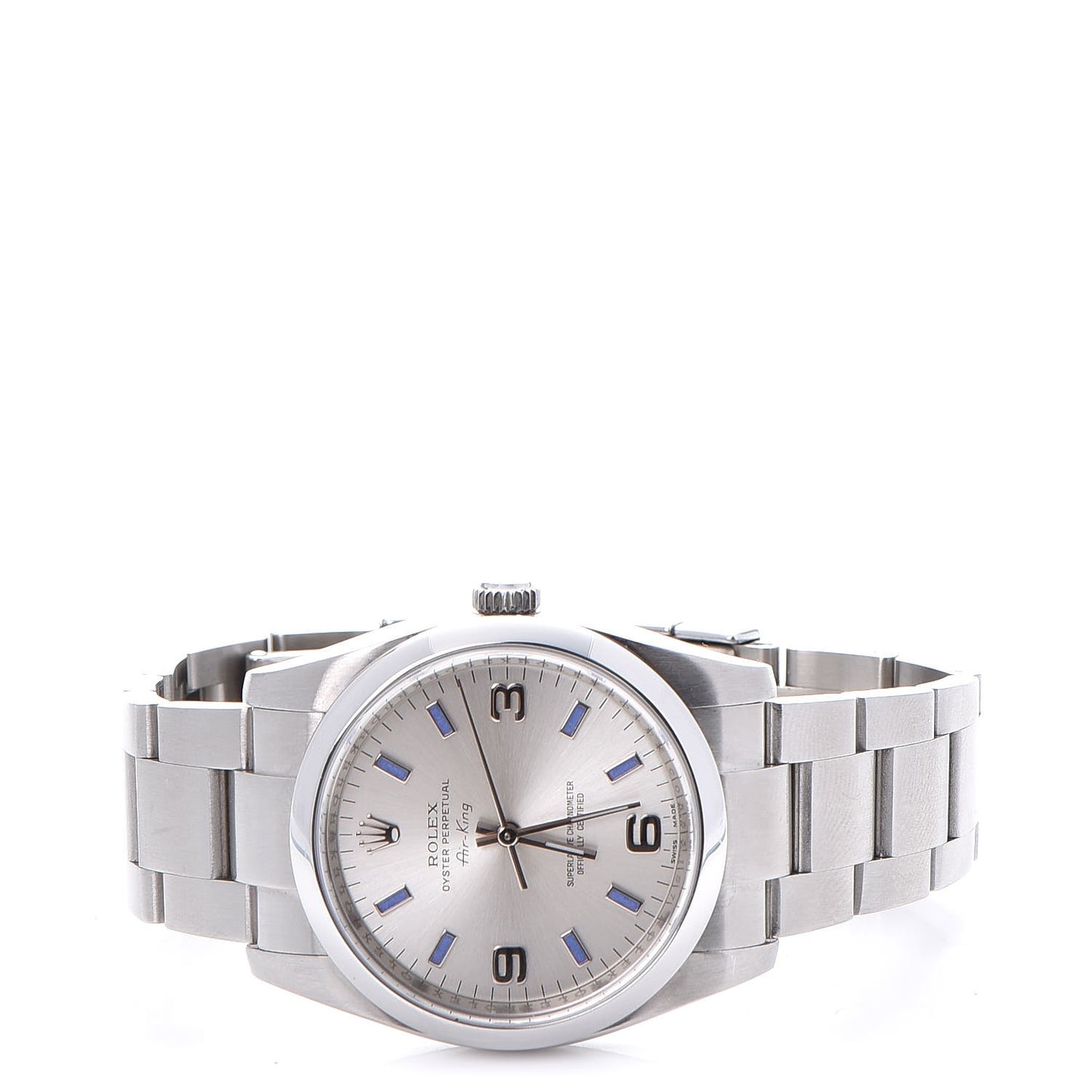 Stainless Steel 34mm Oyster Perpetual Air-King Watch Blue Index 114200