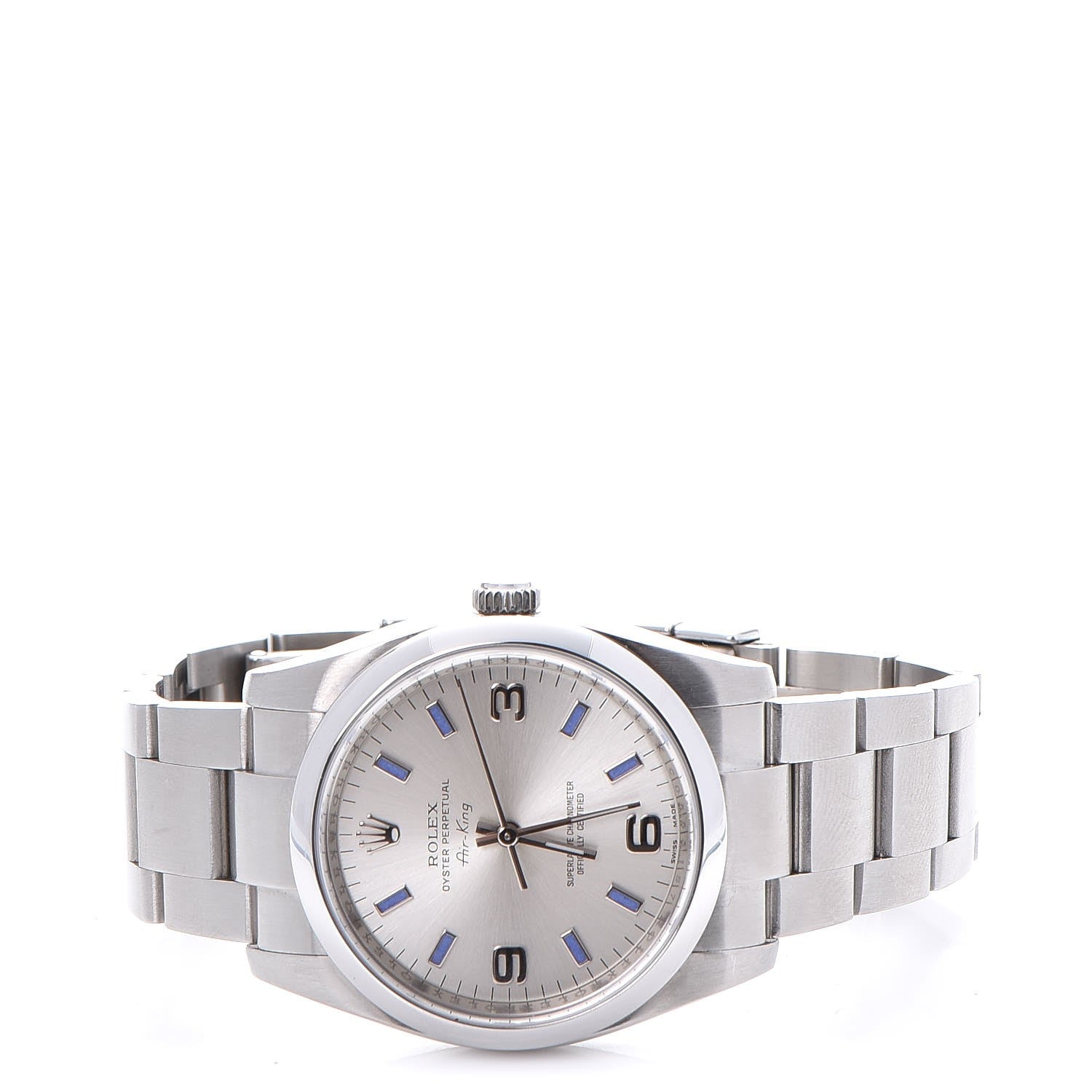 Rolex Stainless Steel 34mm Oyster Perpetual Air-King Watch Blue Index 114200 3 of 8
