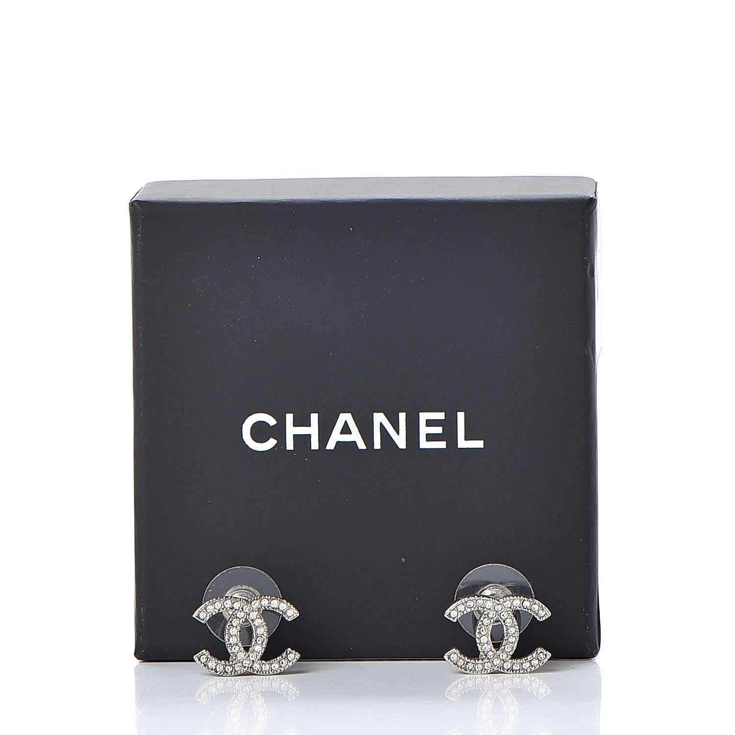 Chanel Crystal CC Earrings Silver 5 of 5
