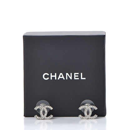 Chanel Crystal CC Earrings Silver 5 of 5