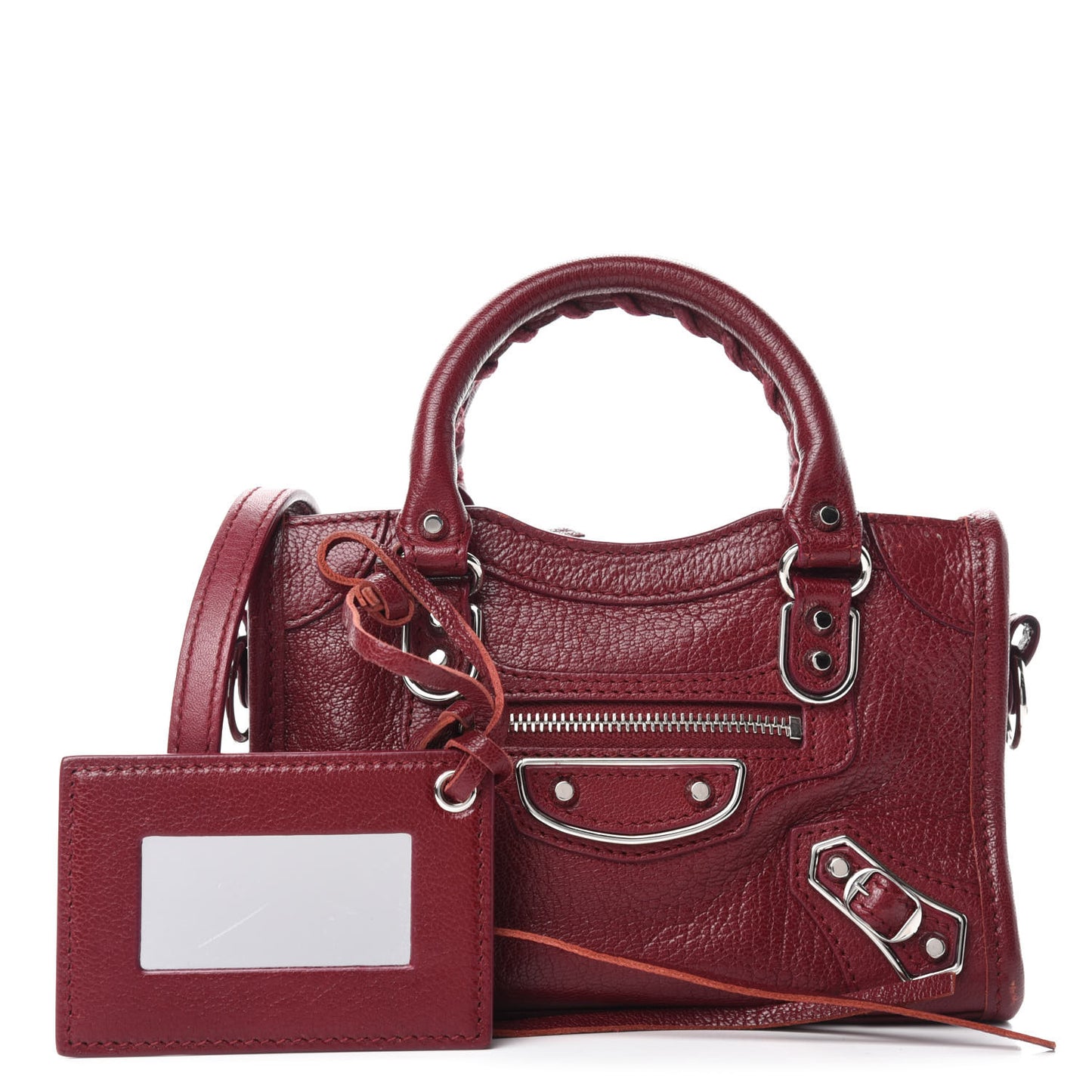 Chevre Silver Metallic Edge Hardware Nano City Rouge Lie De Vin