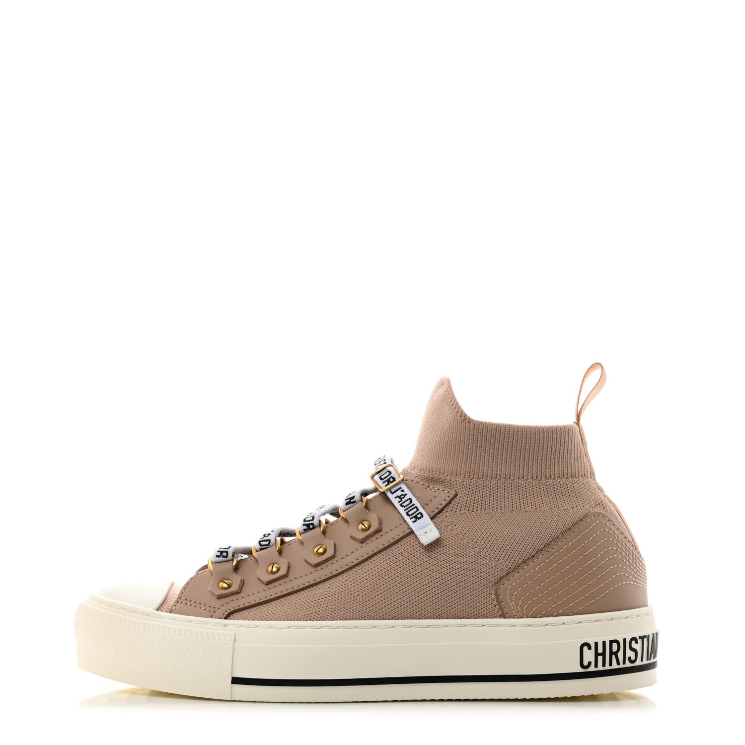 Christian Dior Technical Mesh Calfskin Womens Walk'N'Dior High Top Sneaker 36 Nude 1 of 9