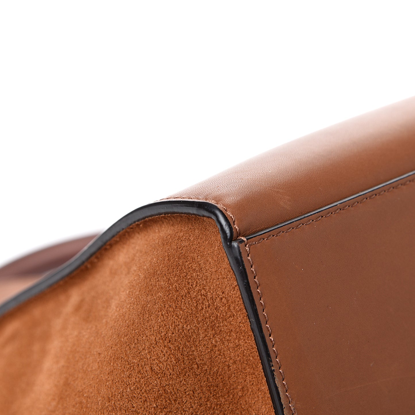Natural Calfskin Suede Medium Trapeze Tan