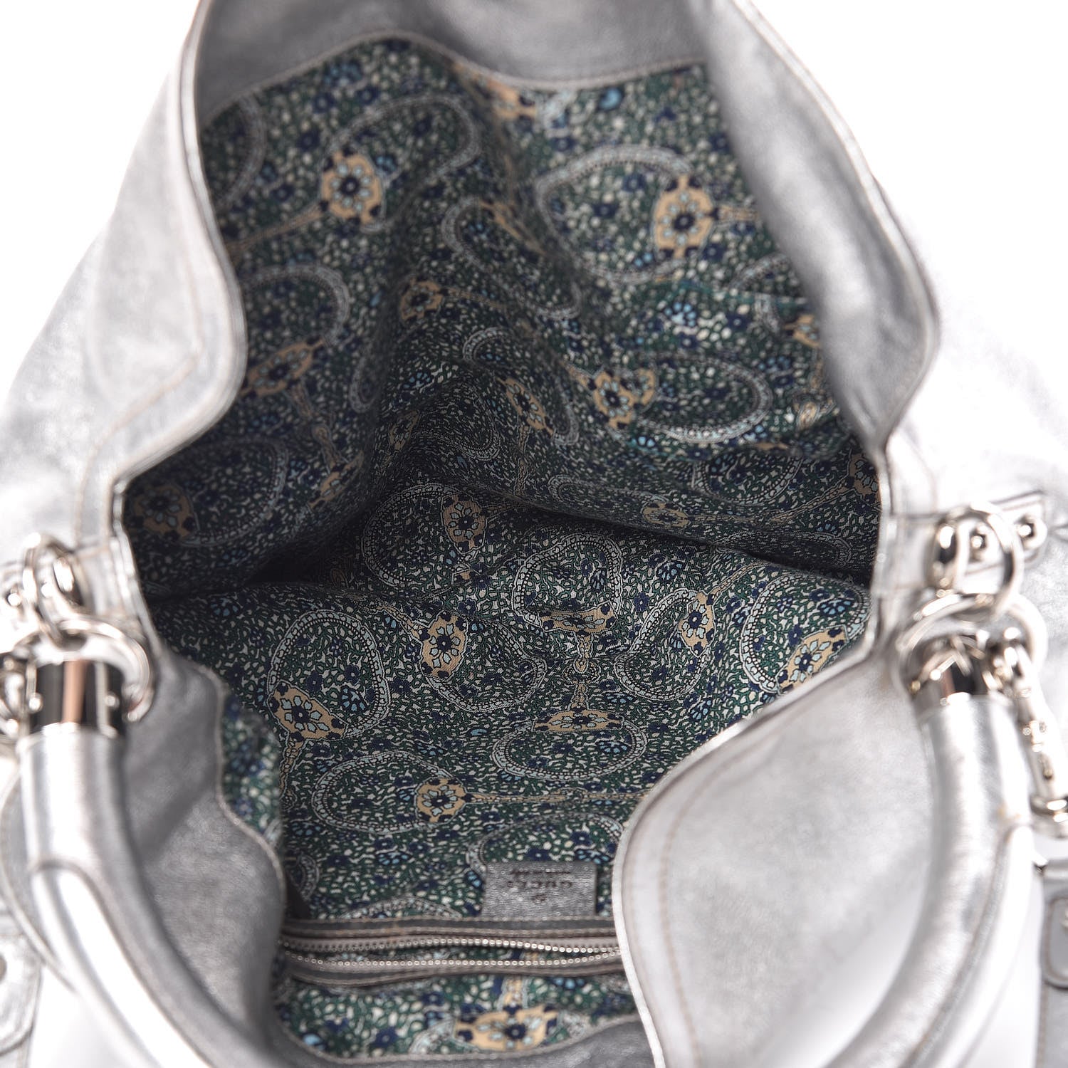 Gucci Metallic Calfskin Large Indy Top Handle Hobo Silver 5 of 14