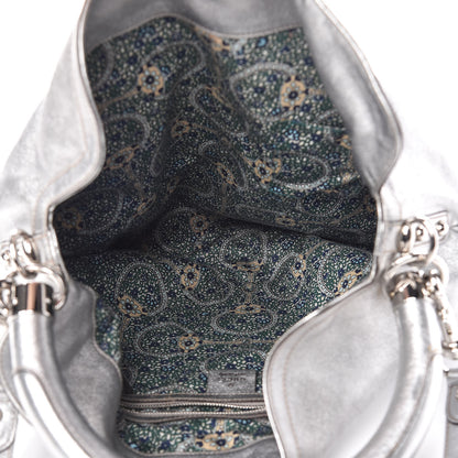 Gucci Metallic Calfskin Large Indy Top Handle Hobo Silver 5 of 14