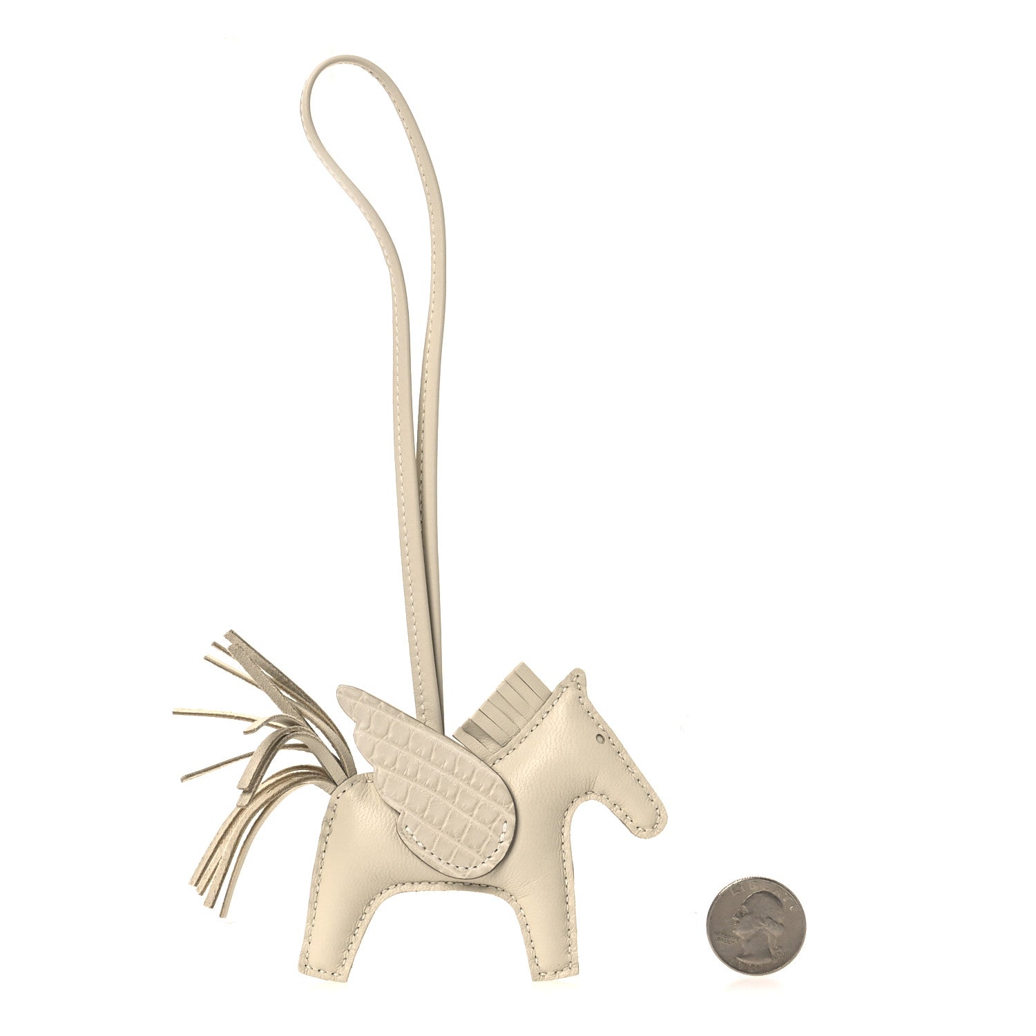 Hermes Milo Lambskin Matte Alligator Touch Grigri Rodeo Pegase Horse Bag Charm PM Craie Nata Beton 2 of 5