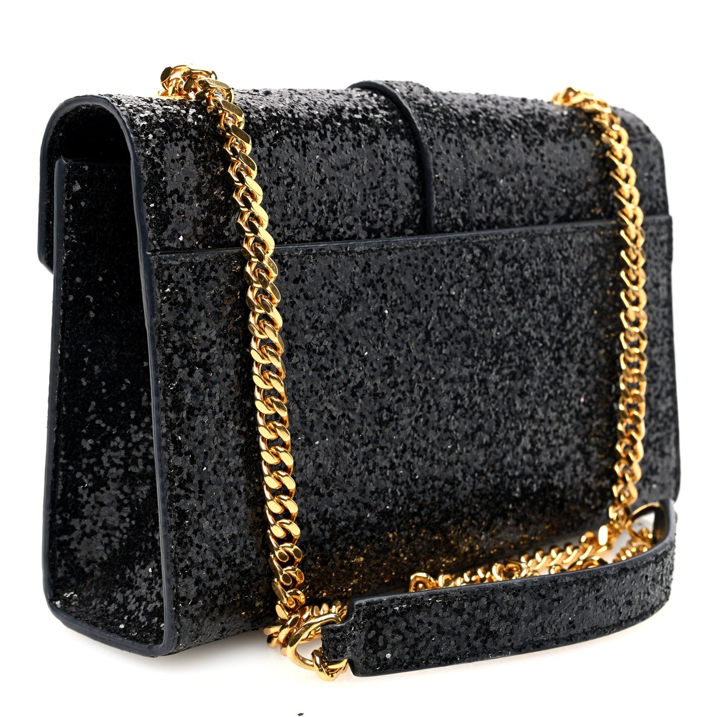Glitter Monogram Galactica Satchel Black