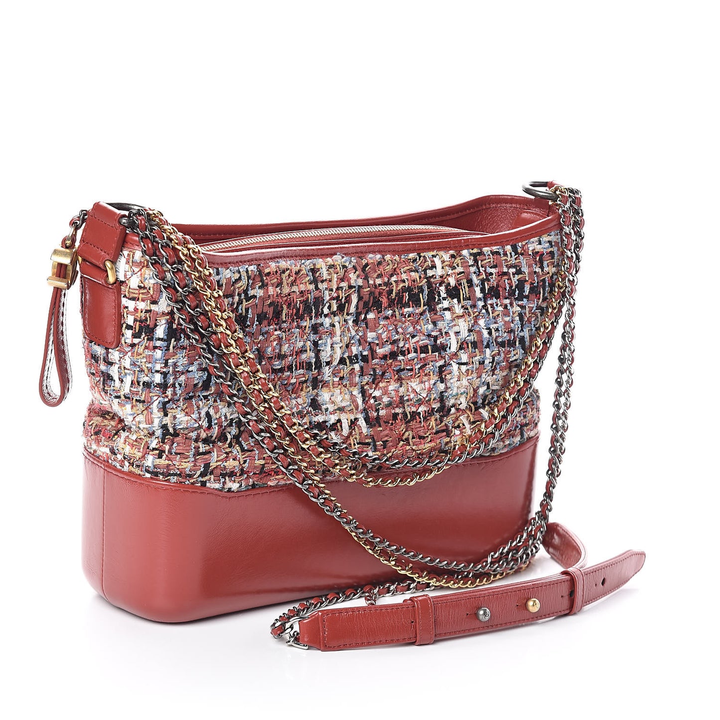 Tweed Calfskin Medium Gabrielle Hobo Red