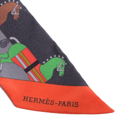 Hermes Silk Rocabar Twilly Gris Orange Vert 4 of 5