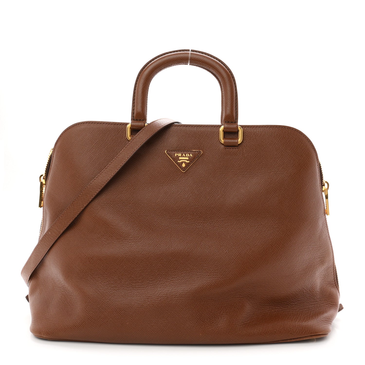 Prada Saffiano Cuir Top Handle Dome Tote Palissandro 1 of 10