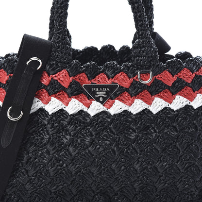 Prada Raffia Crochet Giardiniera Tote Black 10 of 12