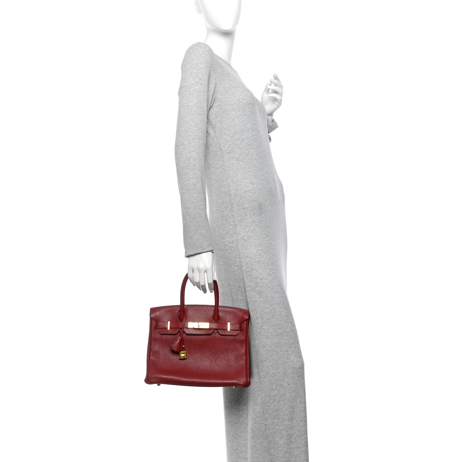 Hermes Taurillon Clemence Birkin 30 Rouge H 2 of 13