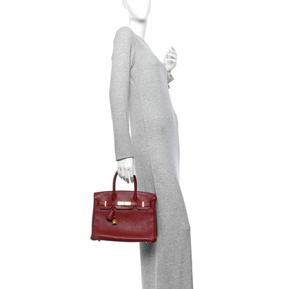 Hermes Taurillon Clemence Birkin 30 Rouge H 2 of 13