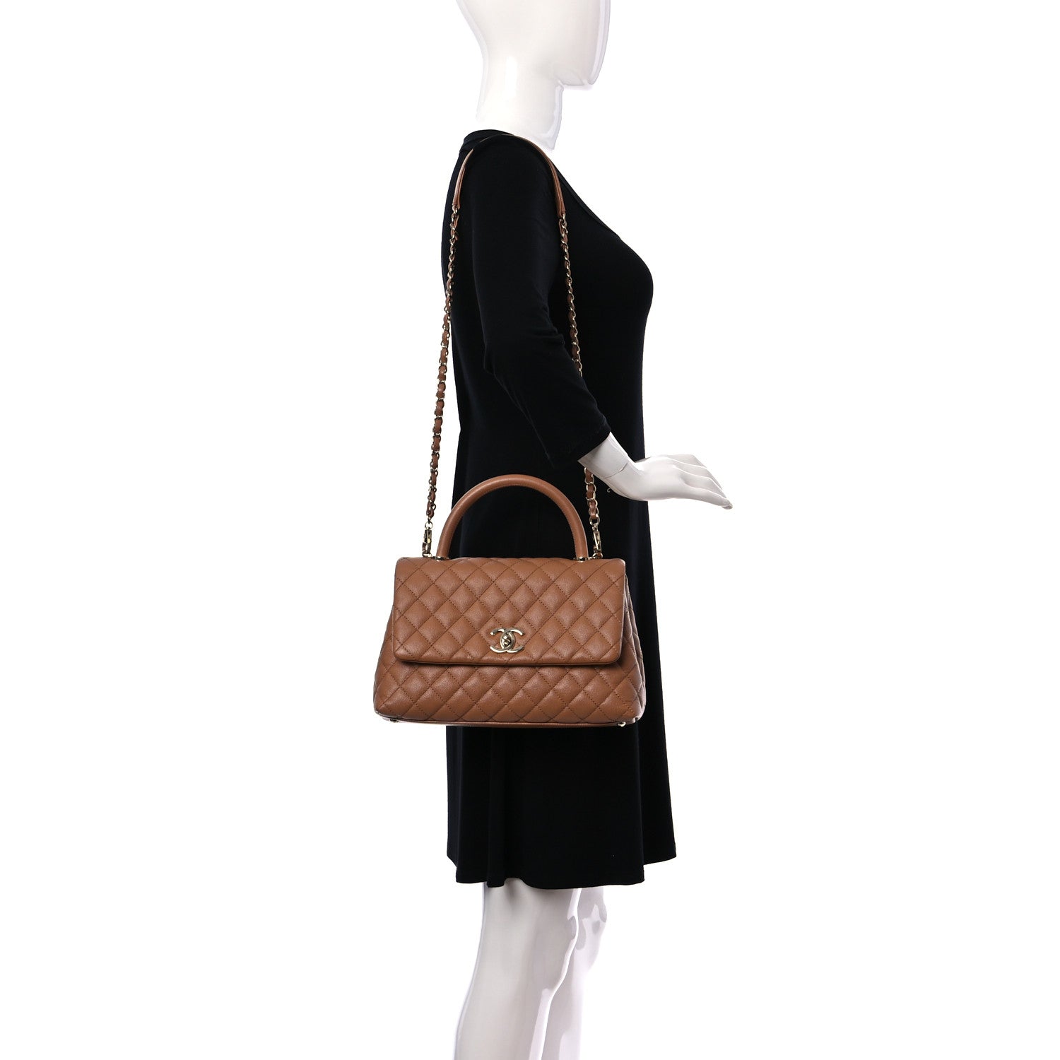 Chanel Caviar Quilted Small Coco Handle Flap Brown 2 of 9