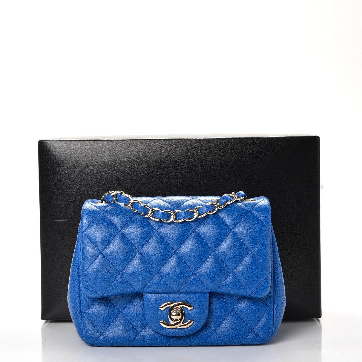 Chanel Lambskin Quilted Mini Square Flap Blue 8 of 8