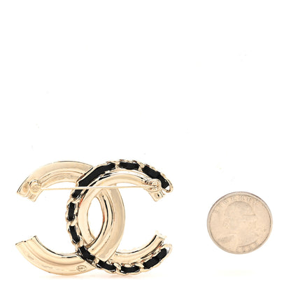 Chanel Lambskin Pearl Crystal Quilted CC Brooch Black Gold 2 of 3