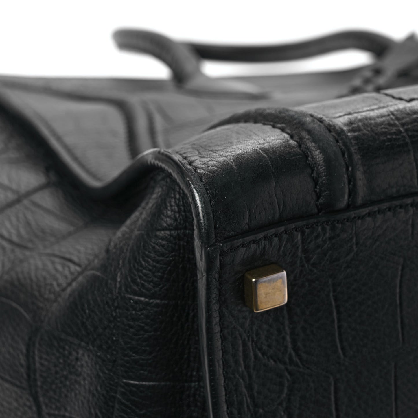 Calfskin Crocodile Embossed Medium Phantom Luggage Black