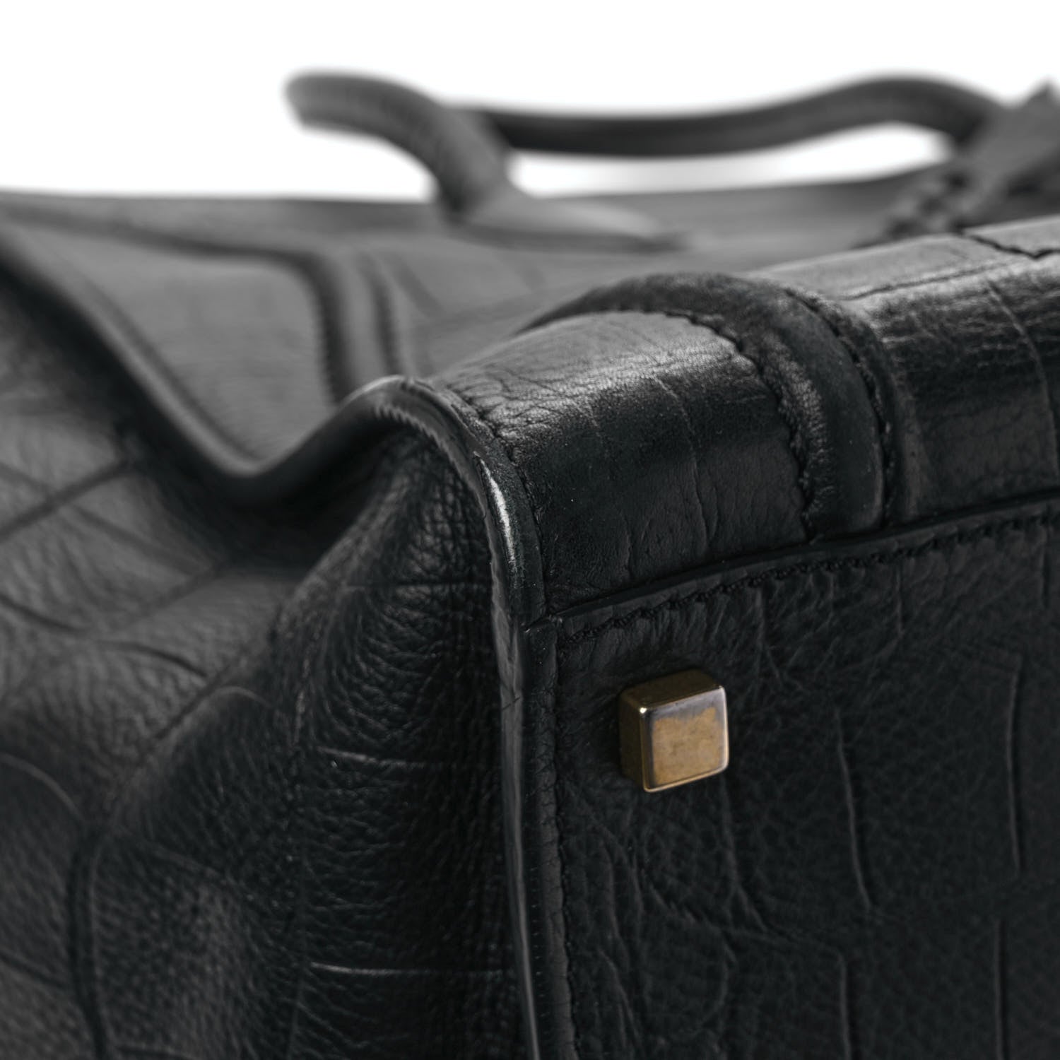 Celine Calfskin Crocodile Embossed Medium Phantom Luggage Black 9 of 11