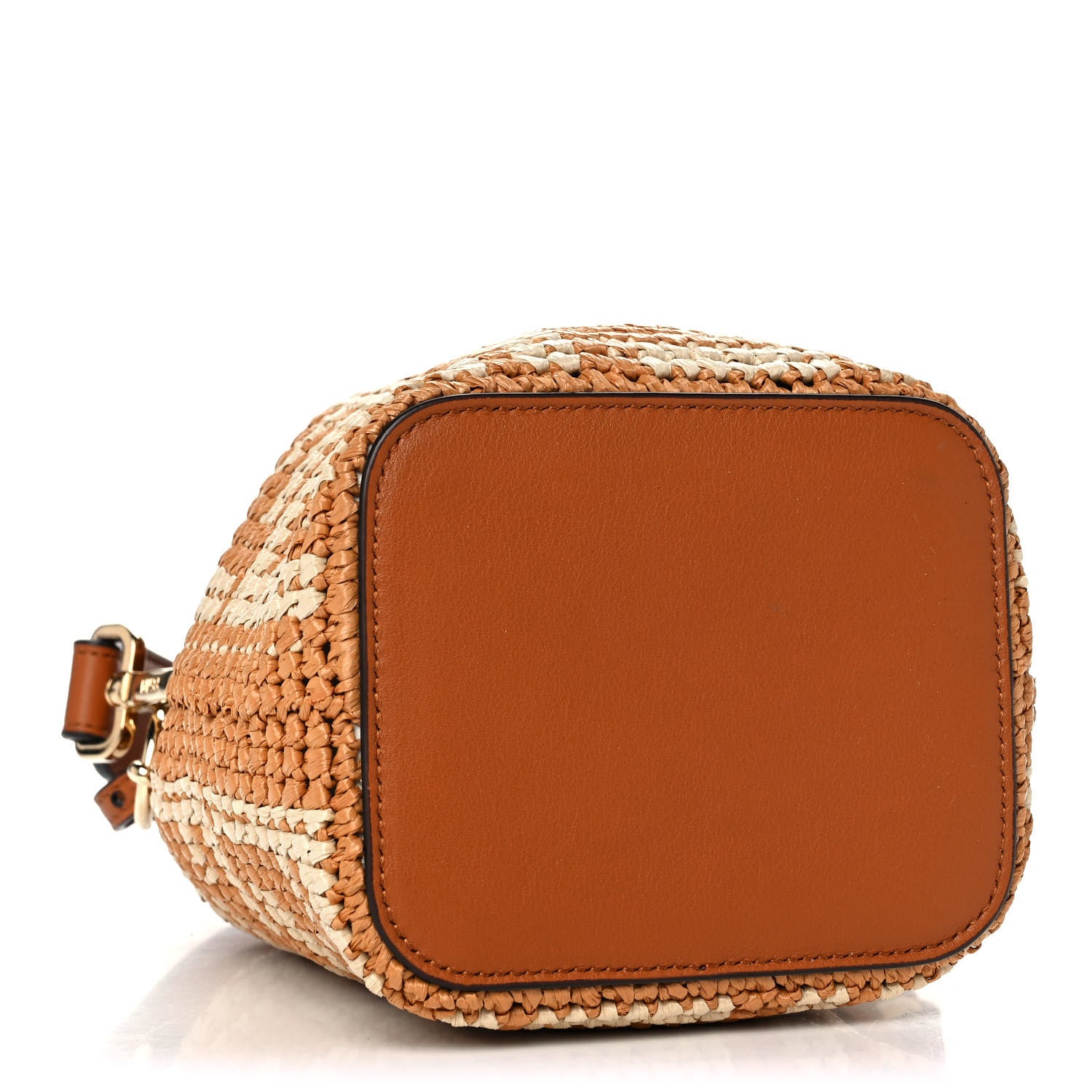 Fendi Raffia Vitello Seta F is Fendi FF Woven Mini Mon Tresor Bucket Bag Brick Natural 3 of 10