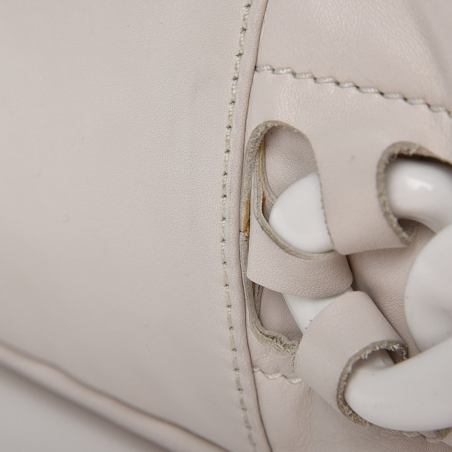 Calfskin Modern Chain Rhodoid Hobo White