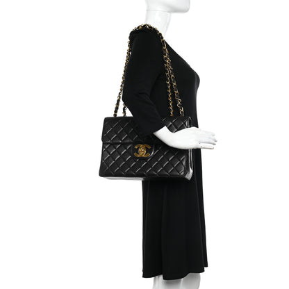 Chanel Lambskin Quilted XL Jumbo Single Flap Black 2 of 9