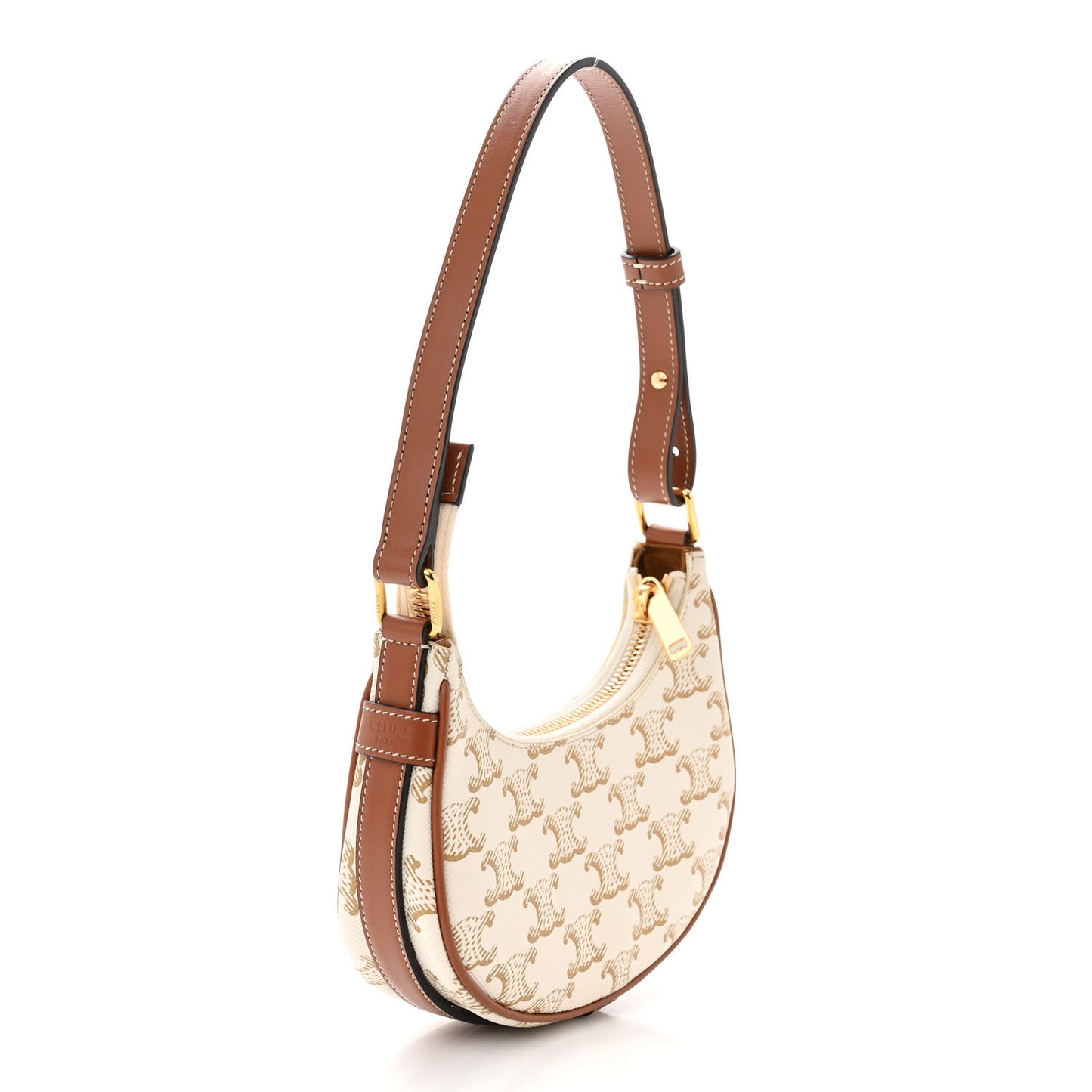 Canvas Calfskin Mini Ava Triomphe Shoulder Bag White
